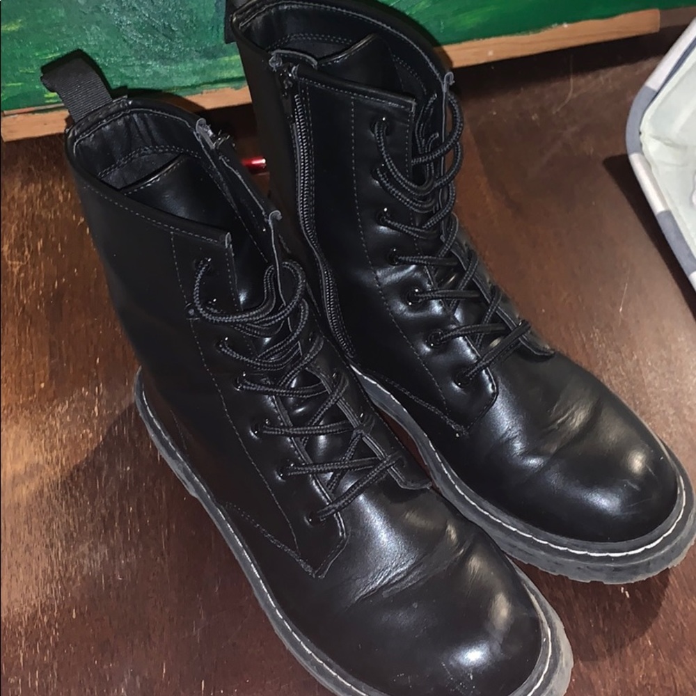 black combat boots